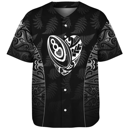 New Zealand Personalized Baseball Shirt Rugby Heart Maori Style Silver Fern