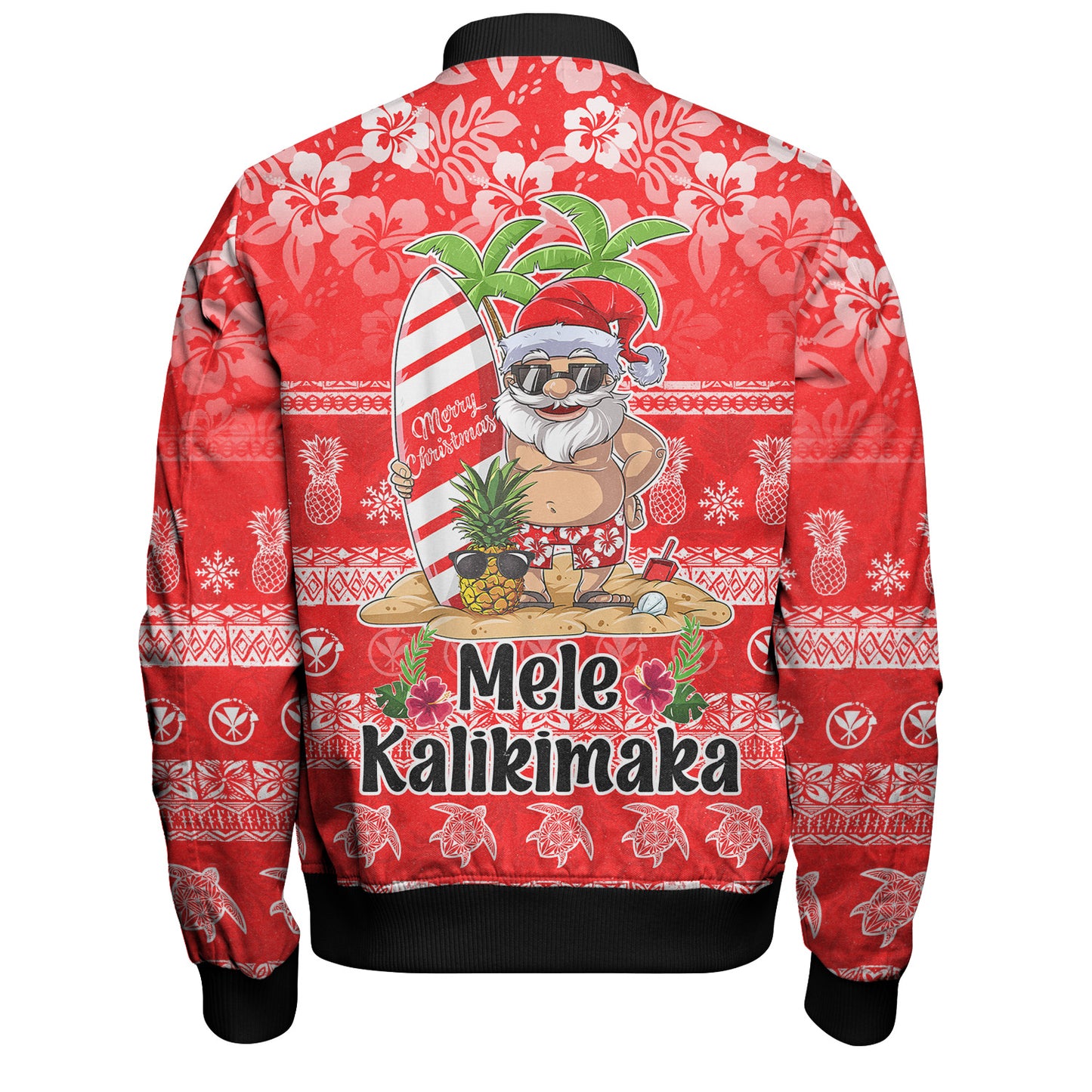 Hawaii Bomber Jacket Mele Kalikimaka Merry Christmas Tree Pineapple Tropical
