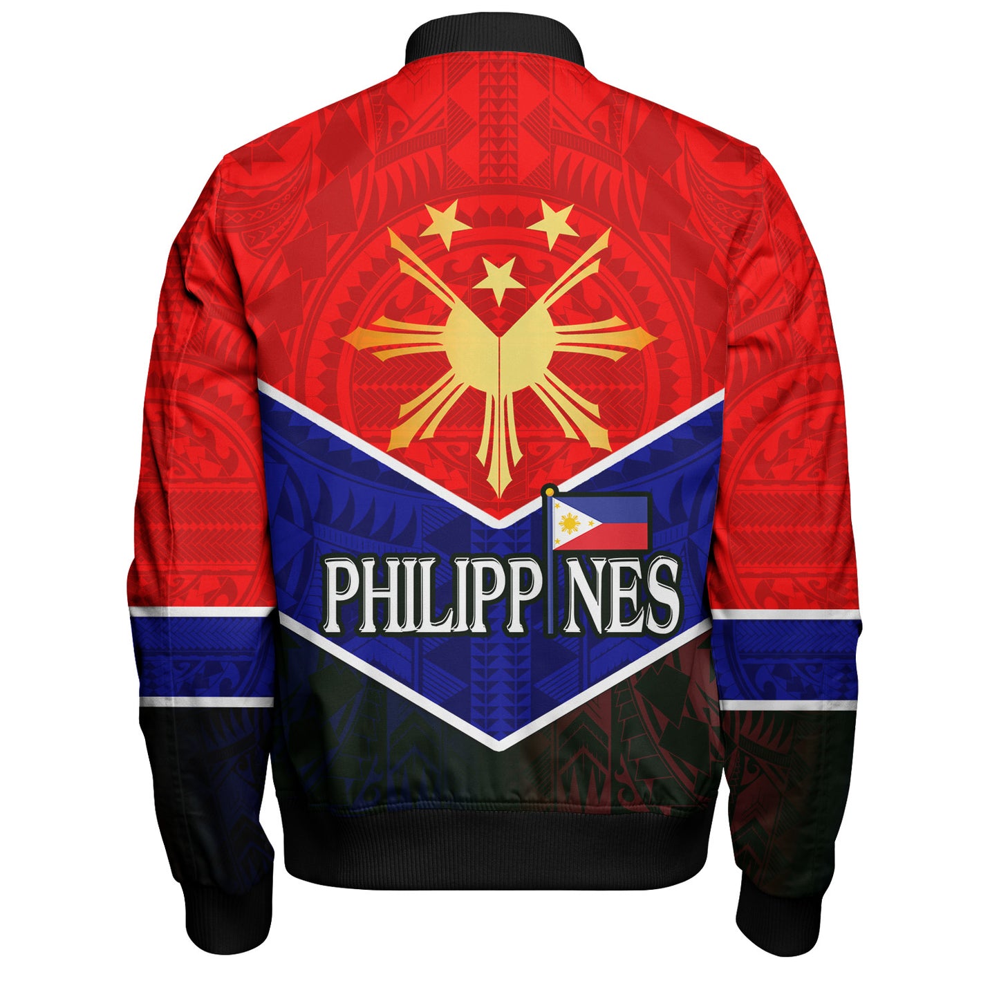Philippines Filipinos Bomber Jacket Sun Filipinos Tribal Flowers Patterns