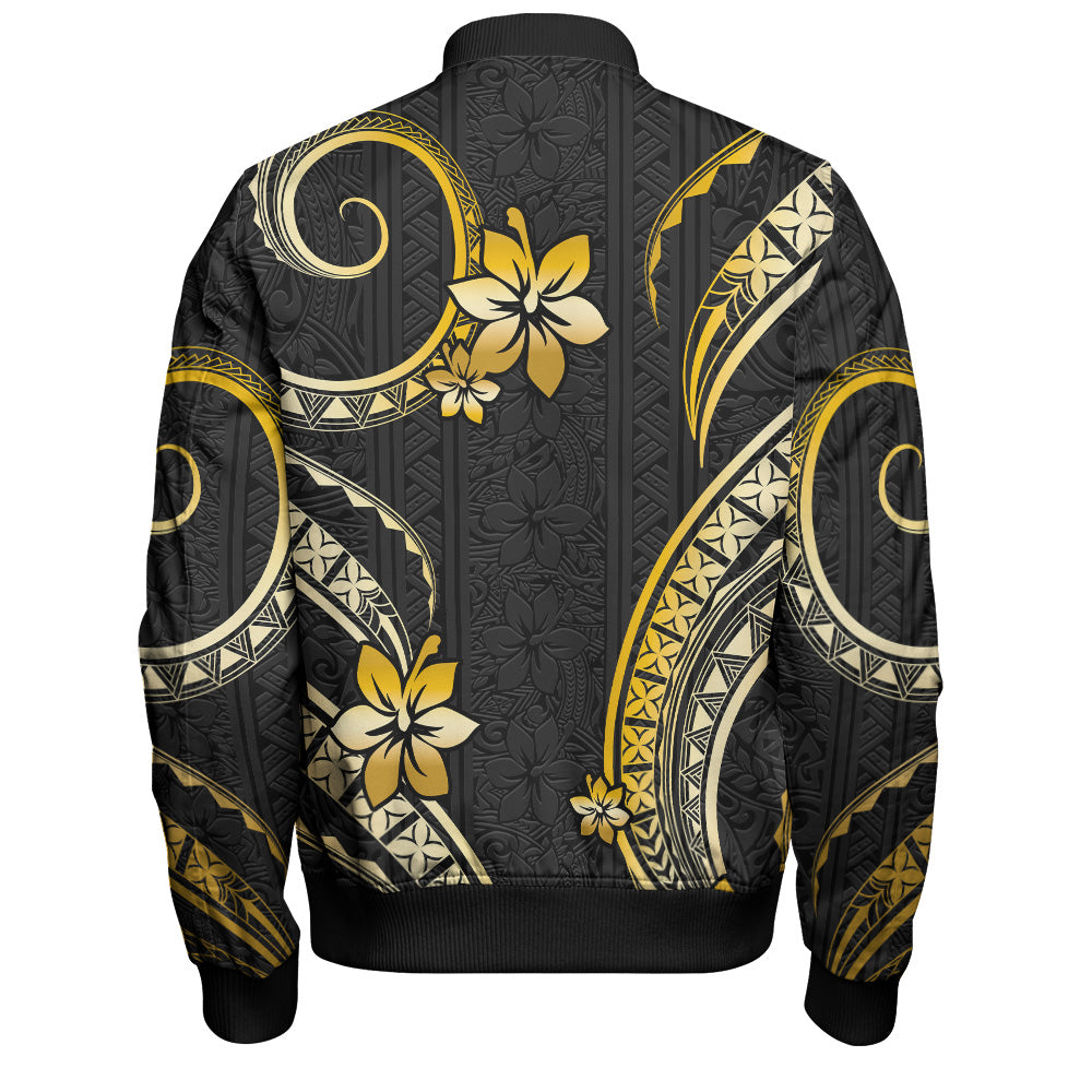 Hawaii Bomber Jacket Polynesian Pattern Plumeria