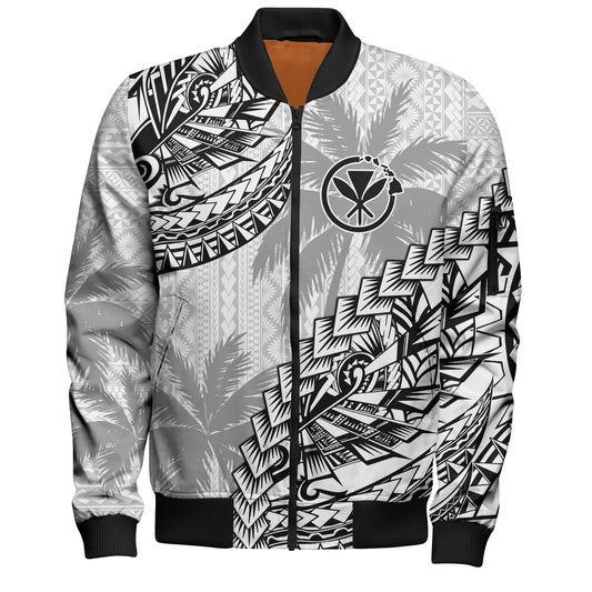 Hawaii Bomber Jacket Custom Personalised Polynesian Pattern Palm Tree