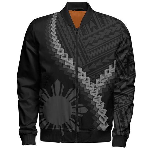 Philippines Filipinos Bomber Jacket Filipinos Sun Polynesian Tattoo Style