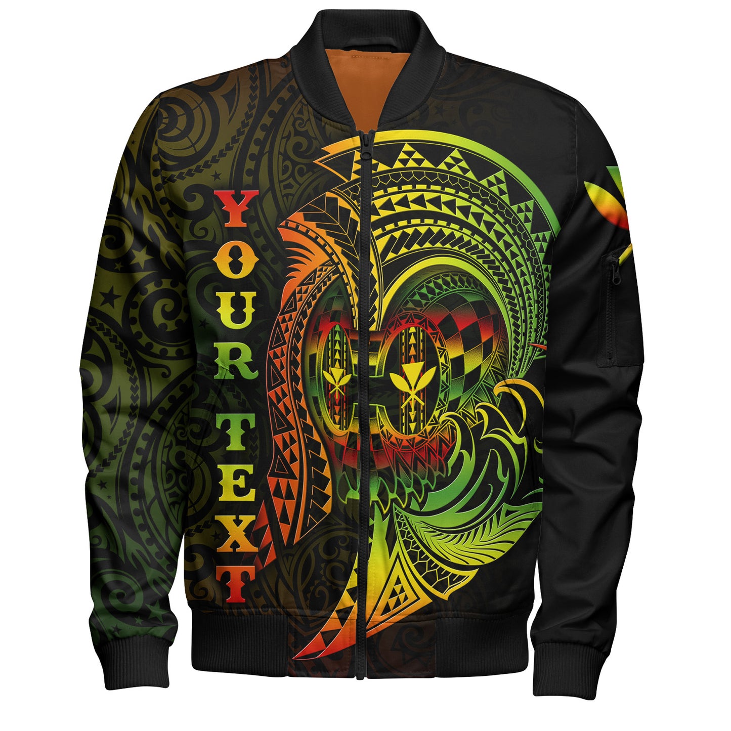 Hawaii Bomber Jacket Custom Personalised Reggae Kanaka Warrior