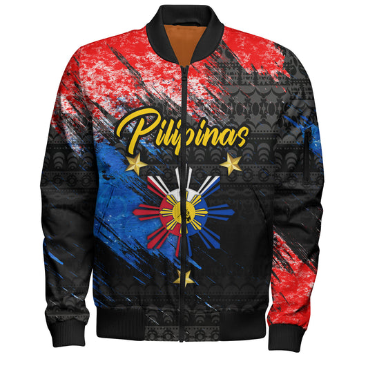 Philippines Filipinos Bomber Jacket Pilipinas Sun Grunge Style