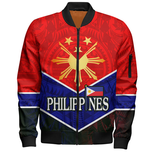 Philippines Filipinos Bomber Jacket Sun Filipinos Tribal Flowers Patterns