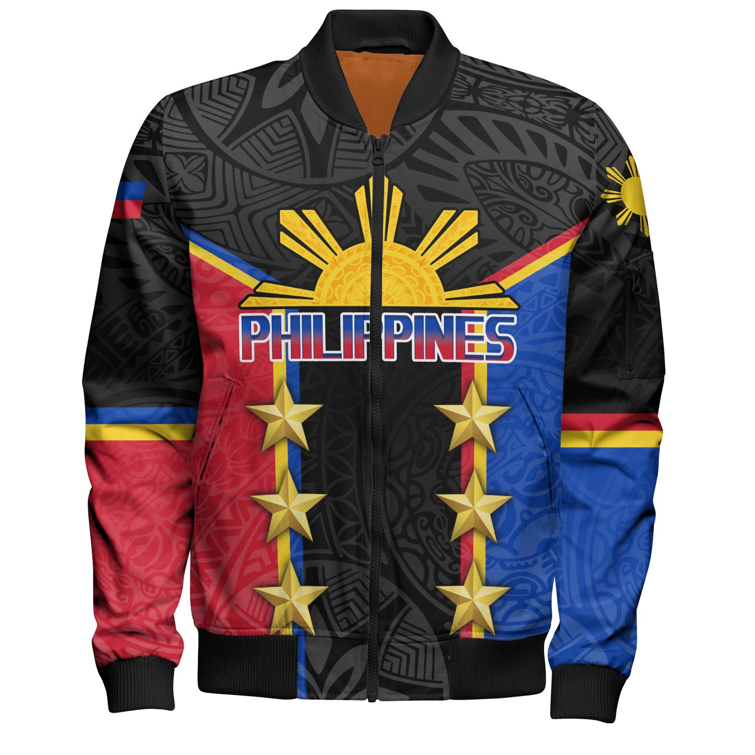 Philippines Filipinos Bomber Jacket Star With Tribal Flower Design main image 1