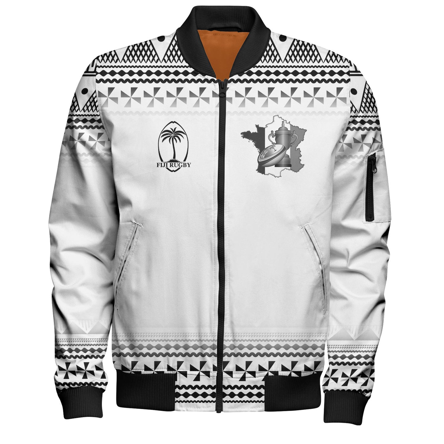 Fiji Bomber Jacket Rugby Ball Tapa Patterns