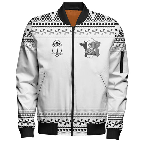 Fiji Bomber Jacket Rugby Ball Tapa Patterns