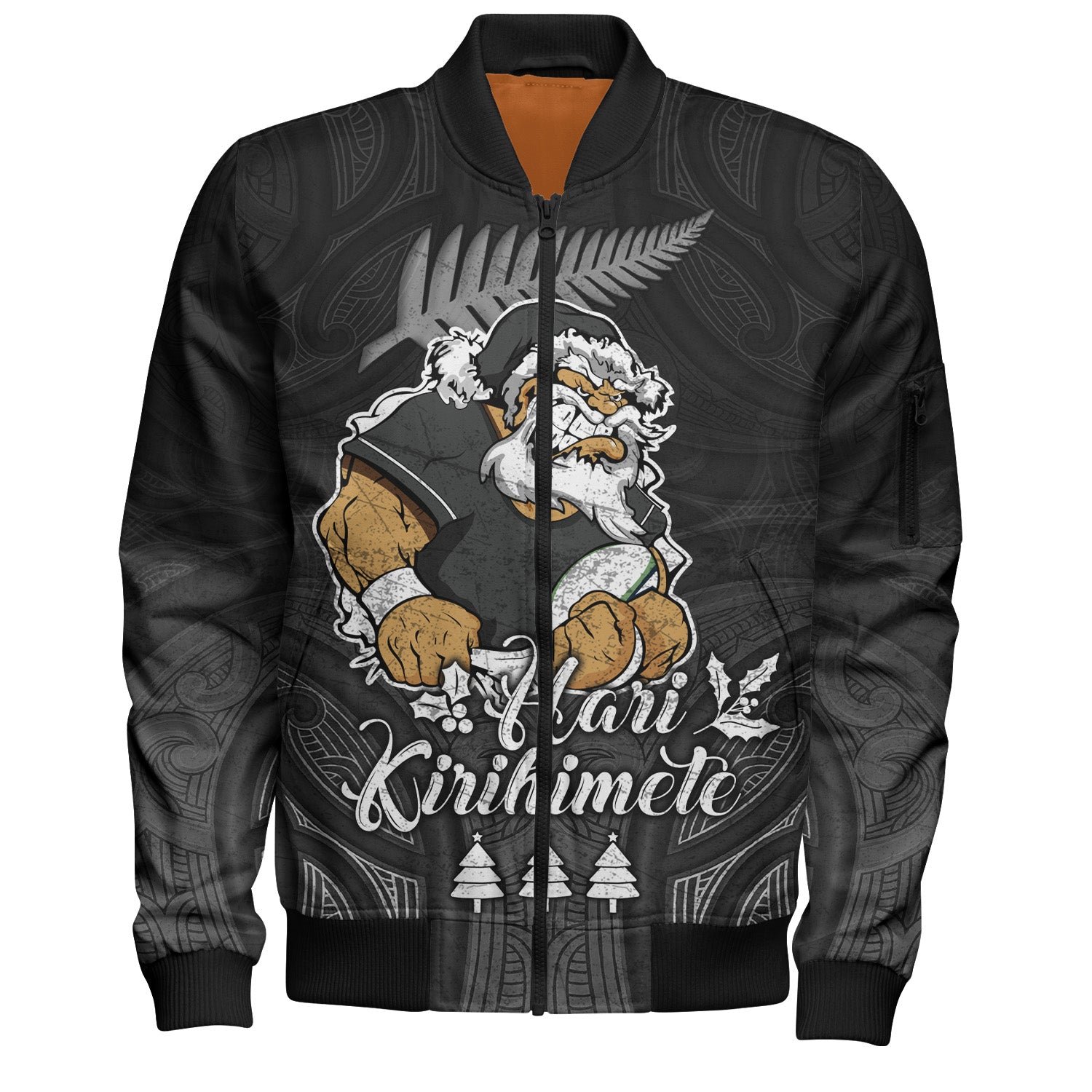 New Zealand Bomber Jacket Hari Kirihimete Rugby Santa Style