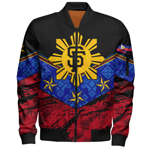 Philippines Filipinos Bomber Jacket San Francisco Filipino Grunge Brush Stroke Style