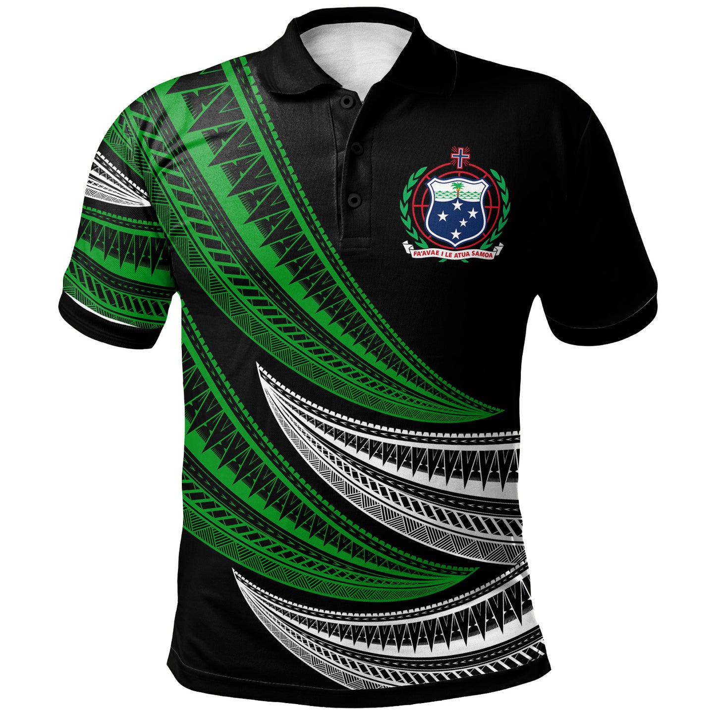 Samoa Custom Personalised Polo Shirt -  Wave Pattern Alternating