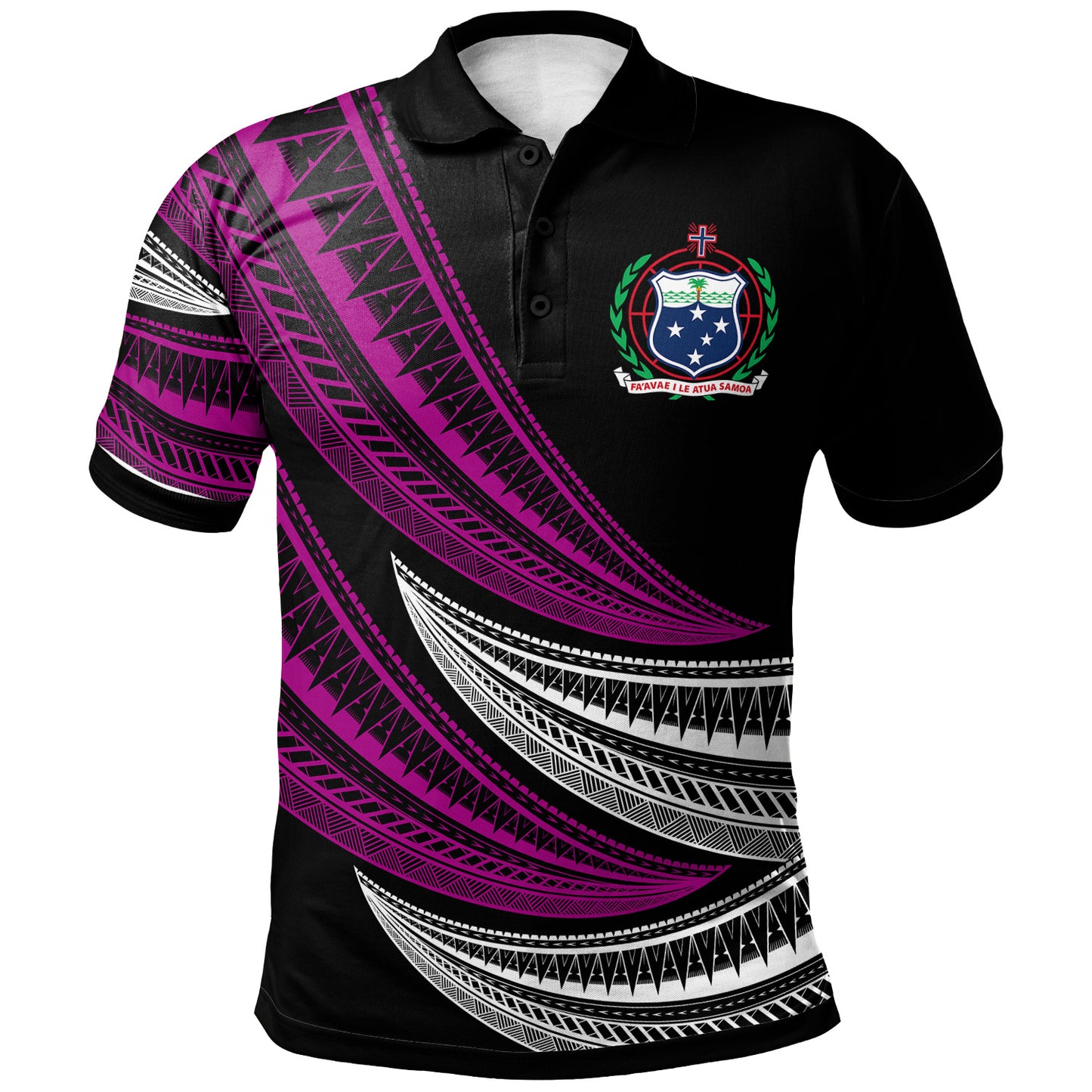 Samoa Custom Personalised Polo Shirt -  Wave Pattern Alternating