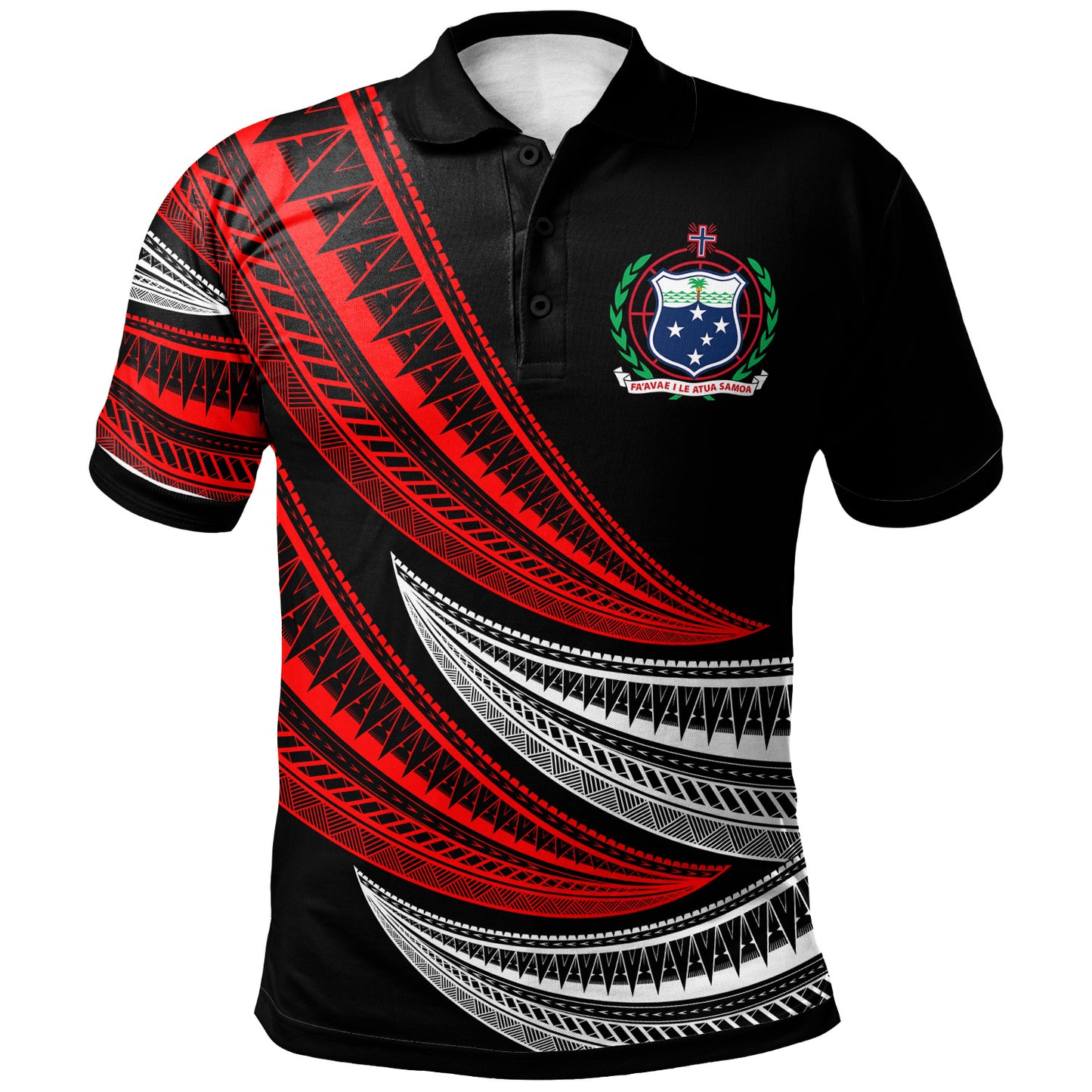 Samoa Custom Personalised Polo Shirt -  Wave Pattern Alternating