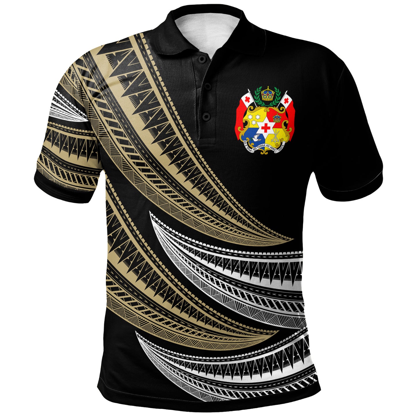 Tonga Custom Personalised Polo Shirt - Wave Pattern Alternating