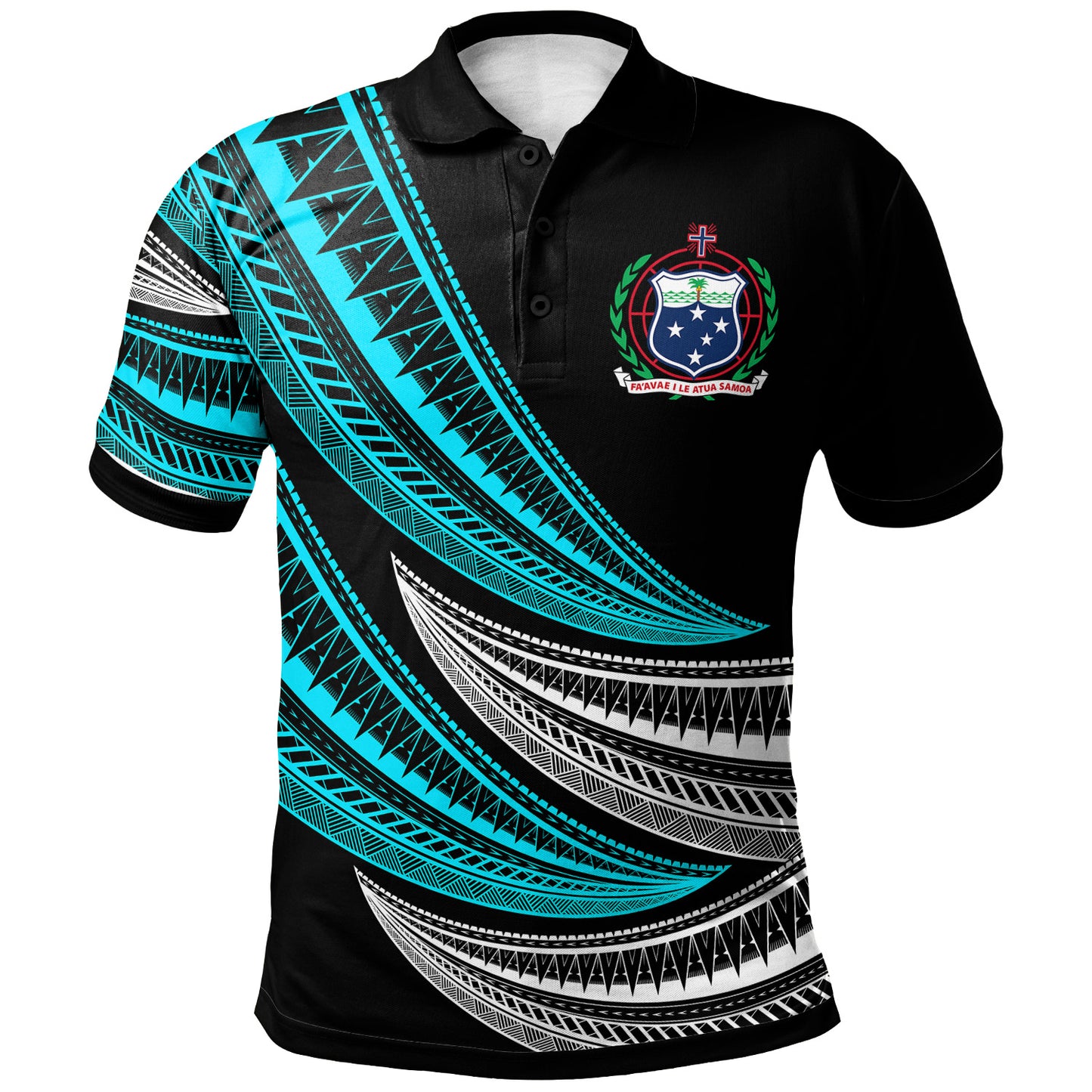 Samoa Custom Personalised Polo Shirt -  Wave Pattern Alternating