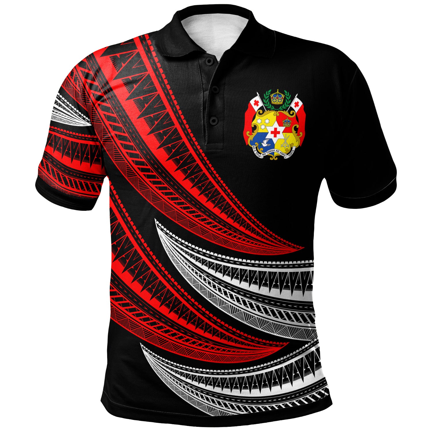 Tonga Custom Personalised Polo Shirt - Wave Pattern Alternating