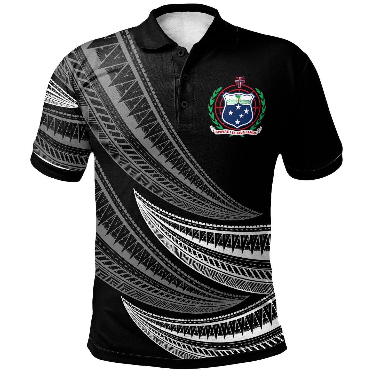 Samoa Custom Personalised Polo Shirt -  Wave Pattern Alternating