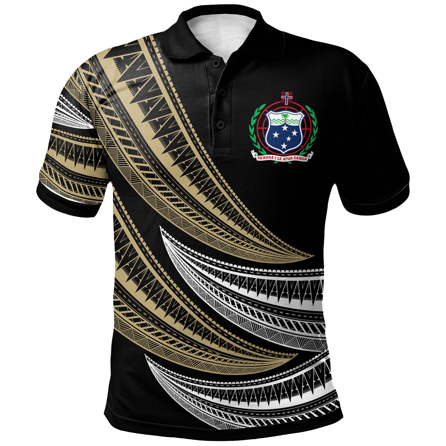 Samoa Custom Personalised Polo Shirt -  Wave Pattern Alternating