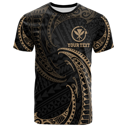 Hawaii Polynesian Custom Personalised T-Shirt - Gold Tribal Wave