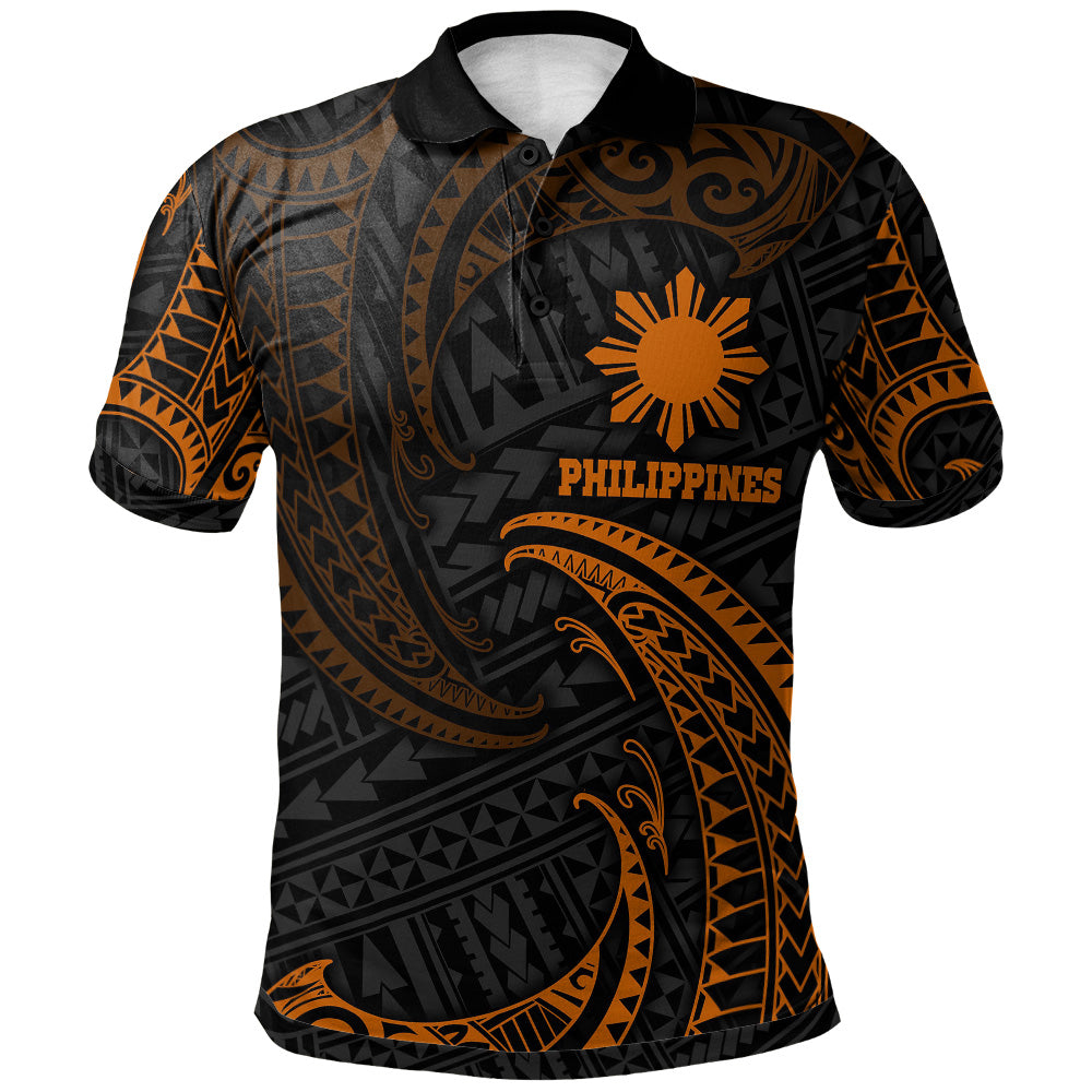 Philippines Filipinos Polo Shirt Gold Tribal Wave