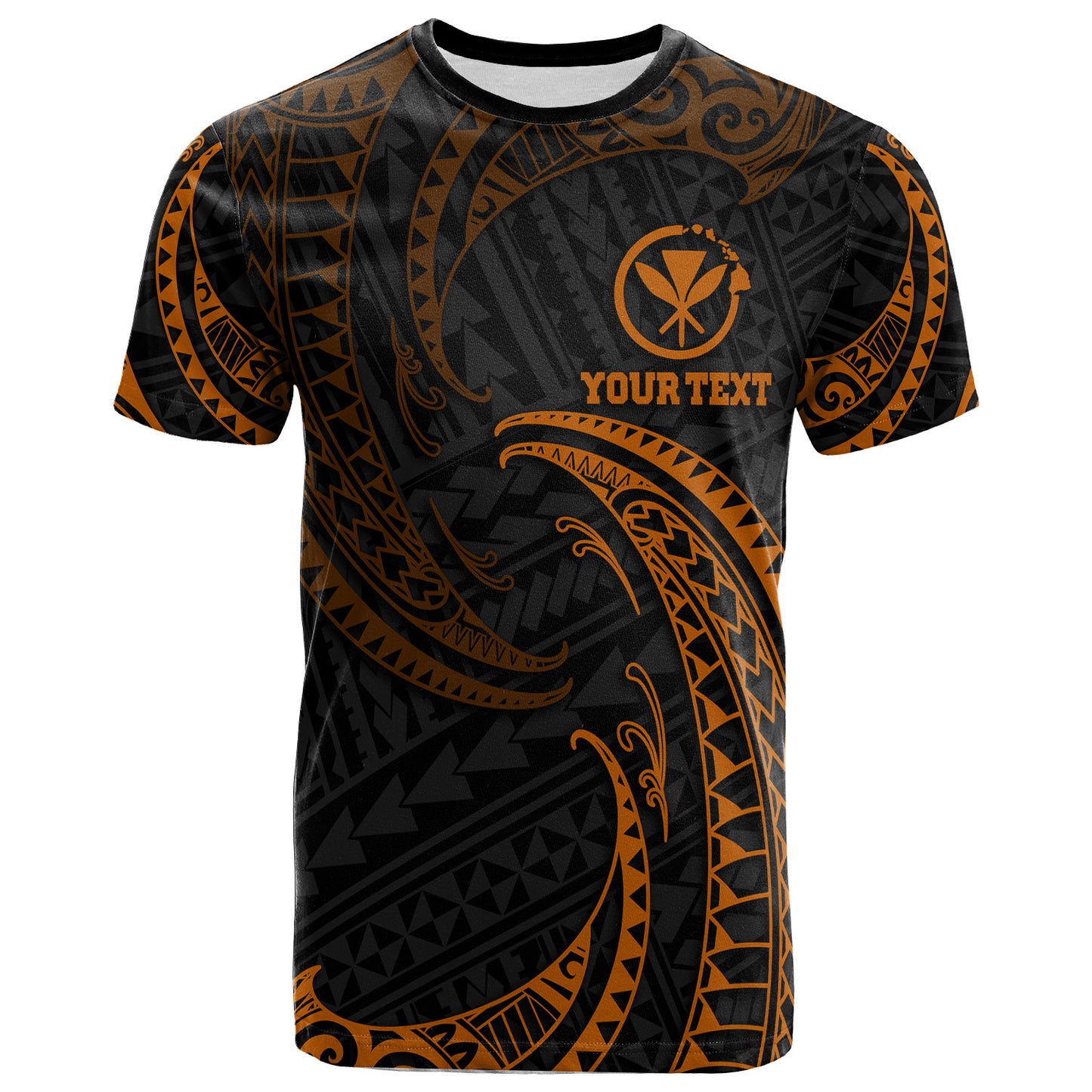 Hawaii Polynesian Custom Personalised T-Shirt - Gold Tribal Wave