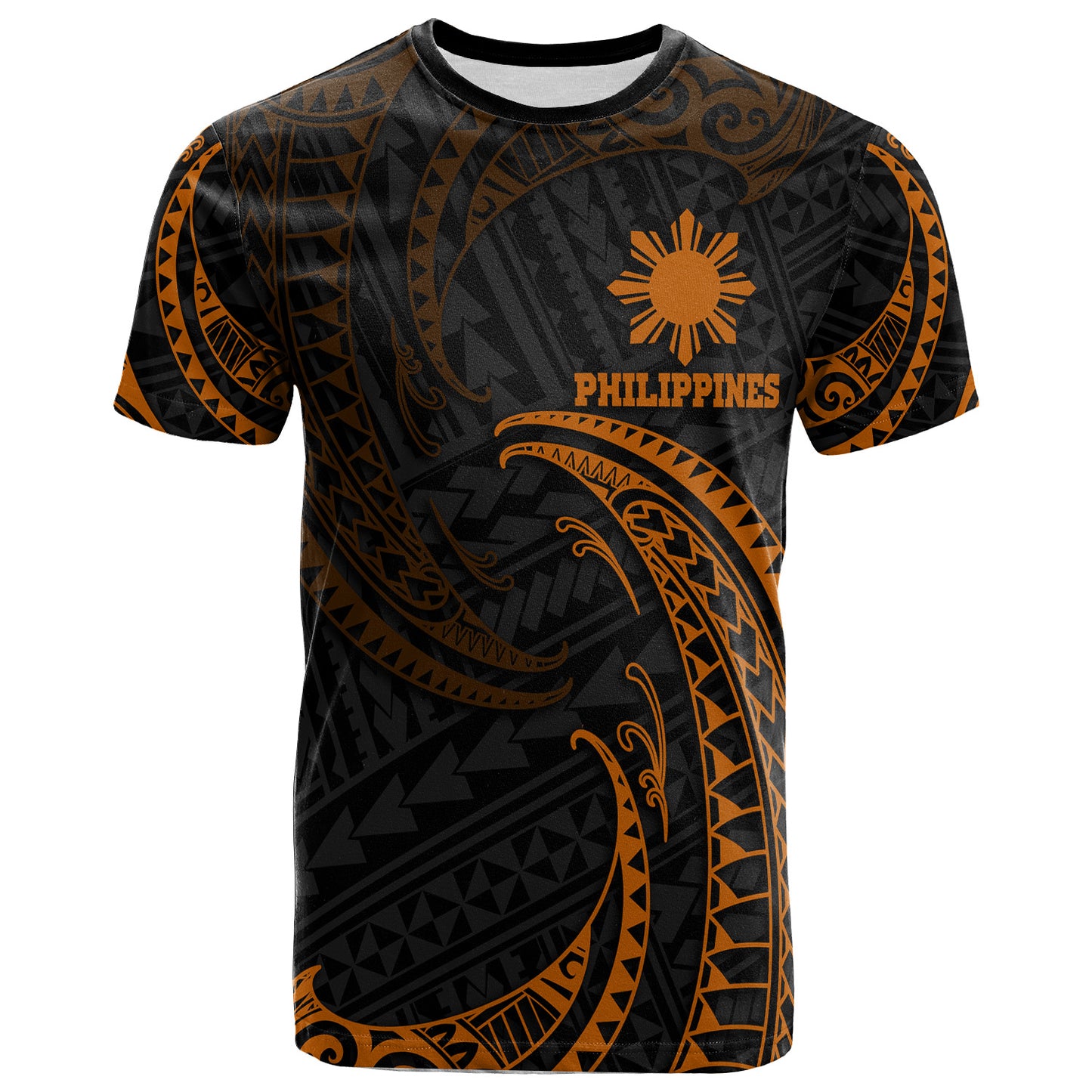 Philippines Filipinos T-Shirt Gold Tribal Wave