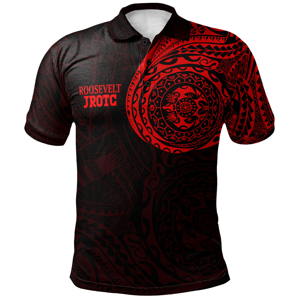 Roosevelt JROTC Polynesian Polo Shirt Polynesian Tattoo Style Version 2.0 Red