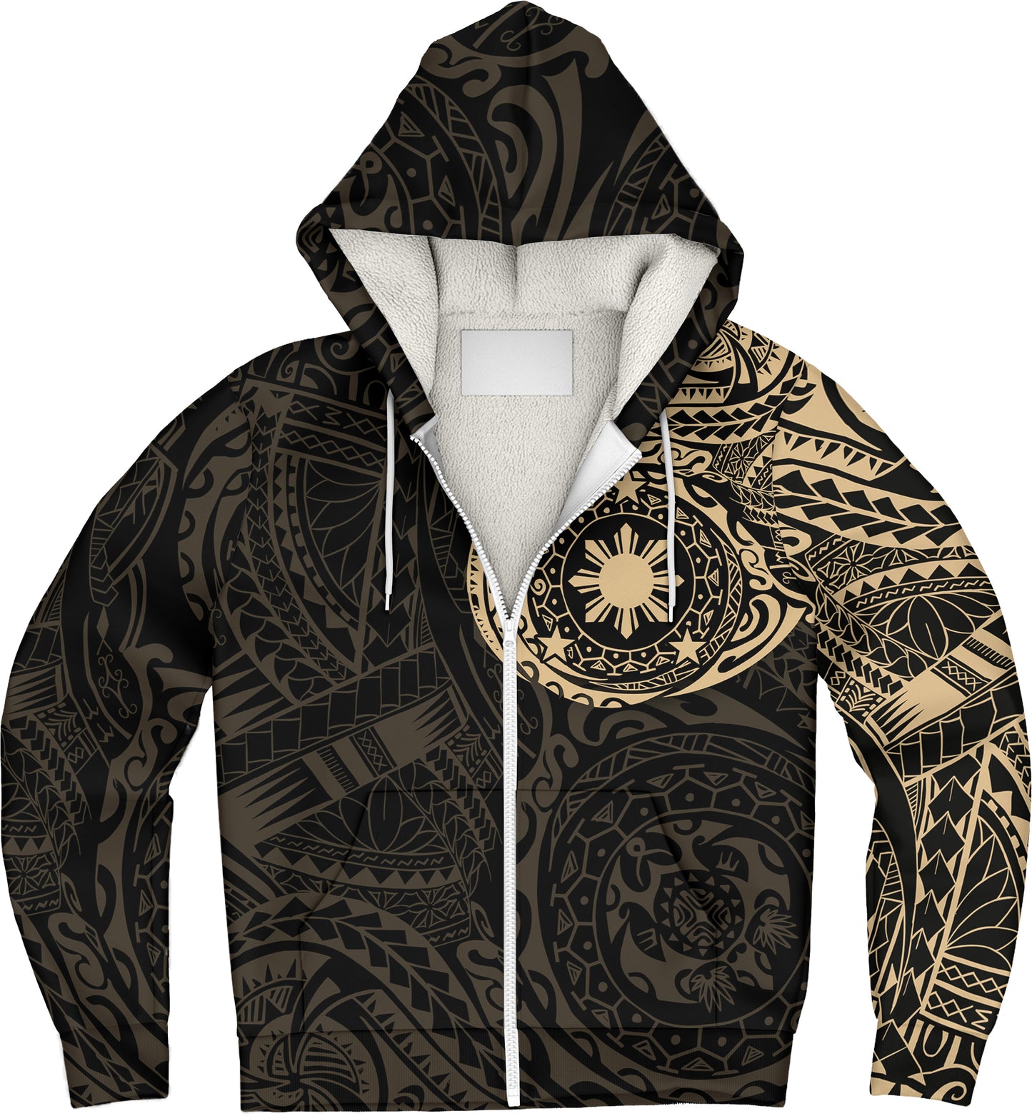Philippines Filipinos Polynesian Tattoo Style Sherpa Hoodie