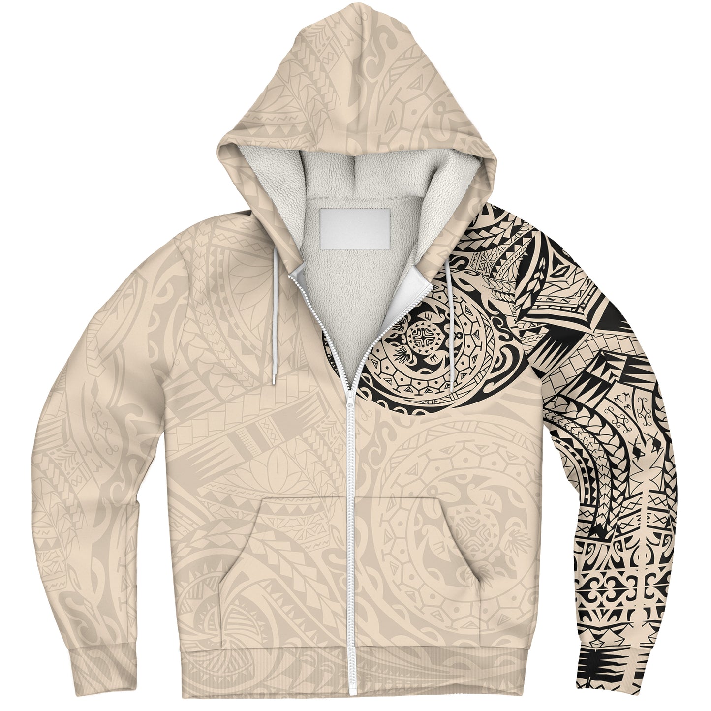 Polynesian Sherpa Hoodie Polynesian Tattoo Style Version 2.0 Nude