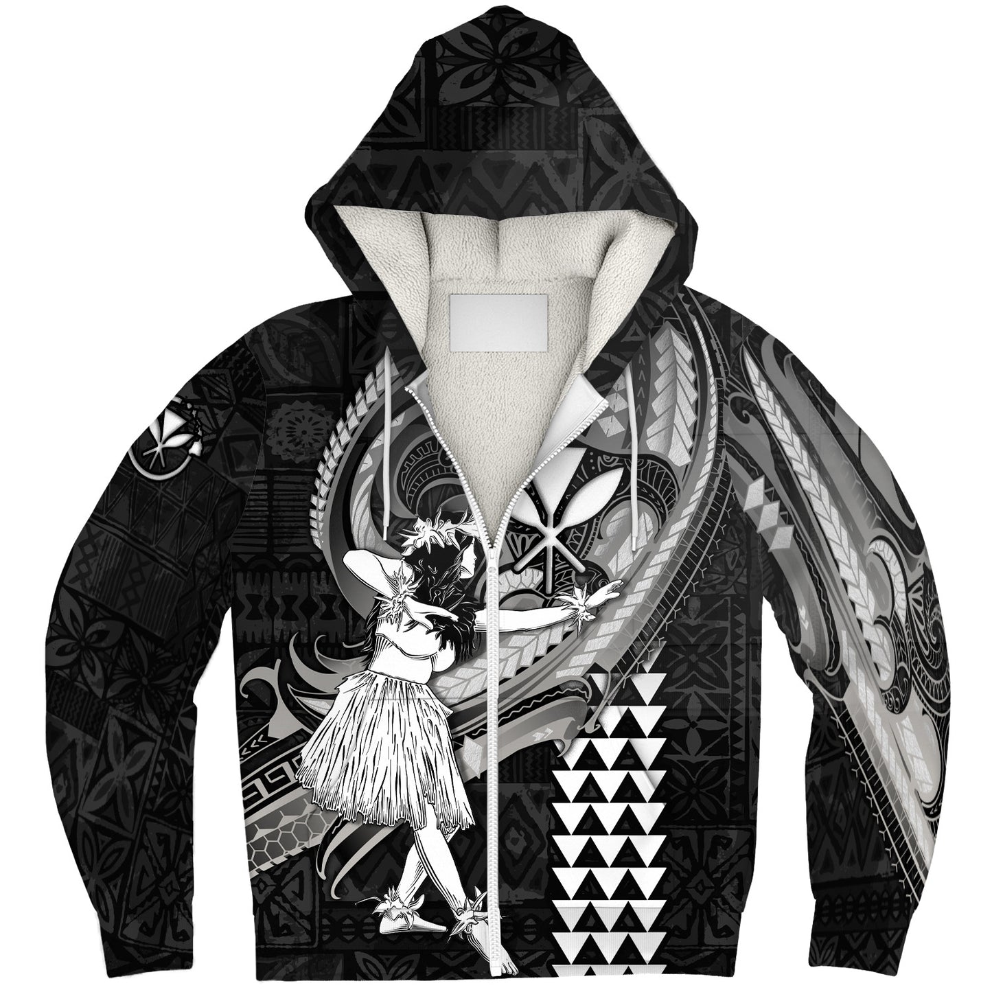 Hawaii Sherpa Hoodie Kanaka Maoli Hula Girls Polynesian Traditional Tattoo