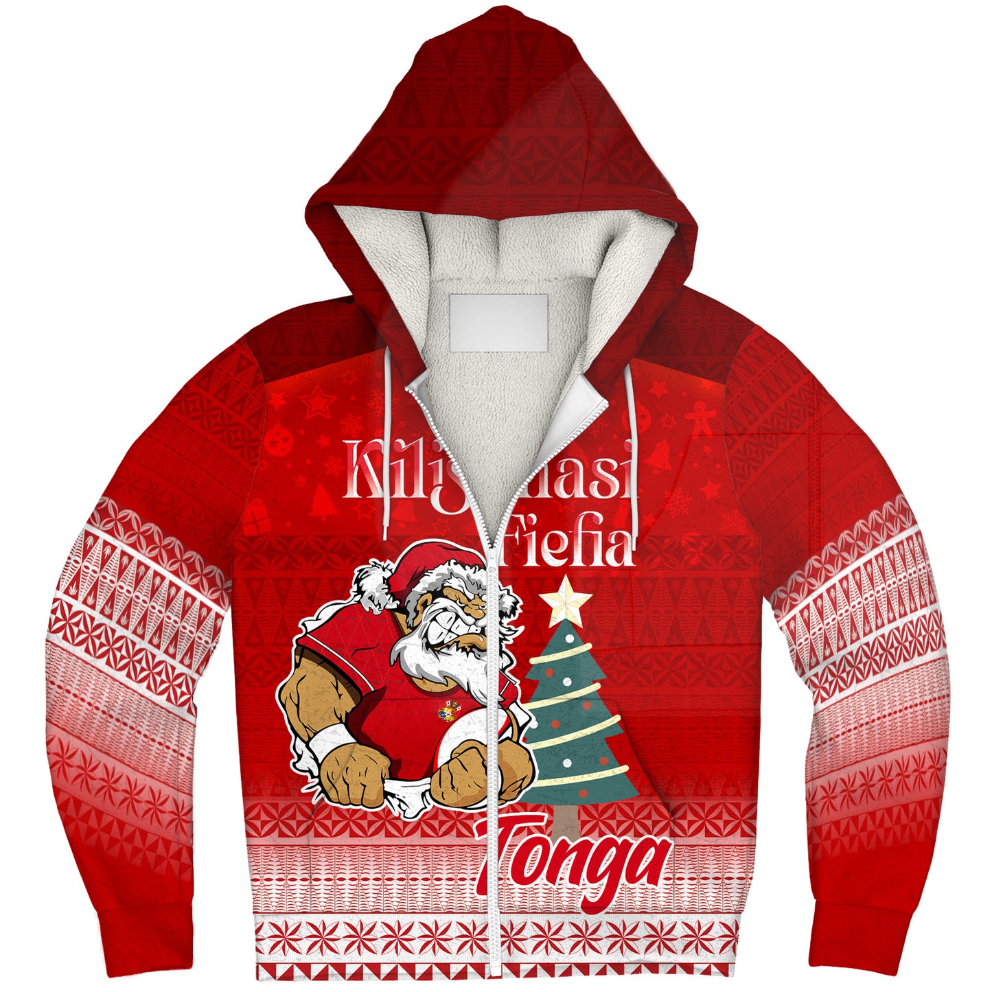 Tonga Sherpa Hoodie Kilisimasi Fiefia Rugby Santa Style