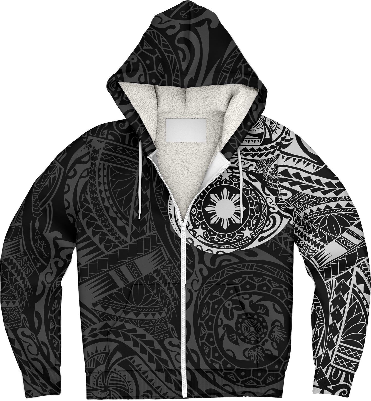 Philippines Filipinos Polynesian Tattoo Style Sherpa Hoodie