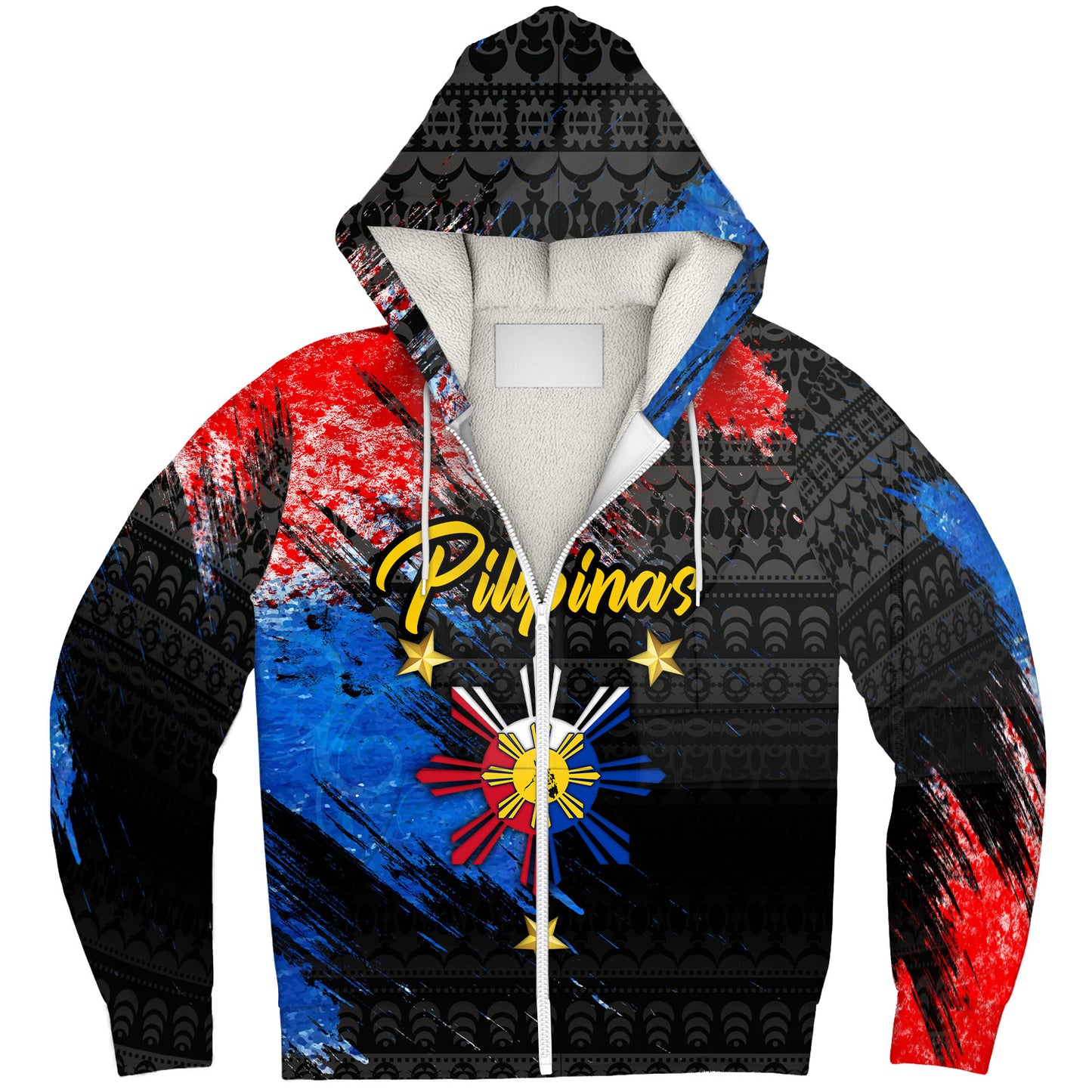 Philippines Filipinos Sherpa Hoodie Pilipinas Sun Grunge Style