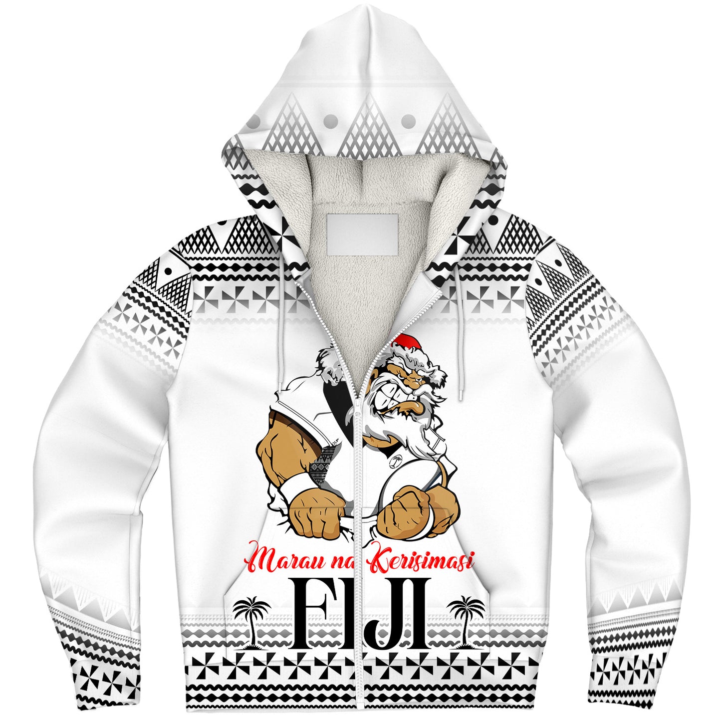 Fiji Sherpa Hoodie Marau na Kerisimasi Rugby Santa Style