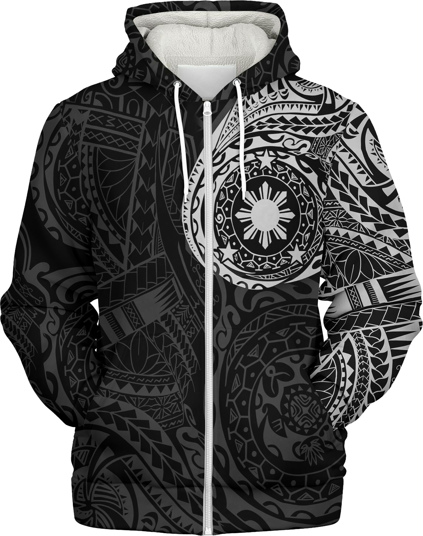 Philippines Filipinos Polynesian Tattoo Style Sherpa Hoodie
