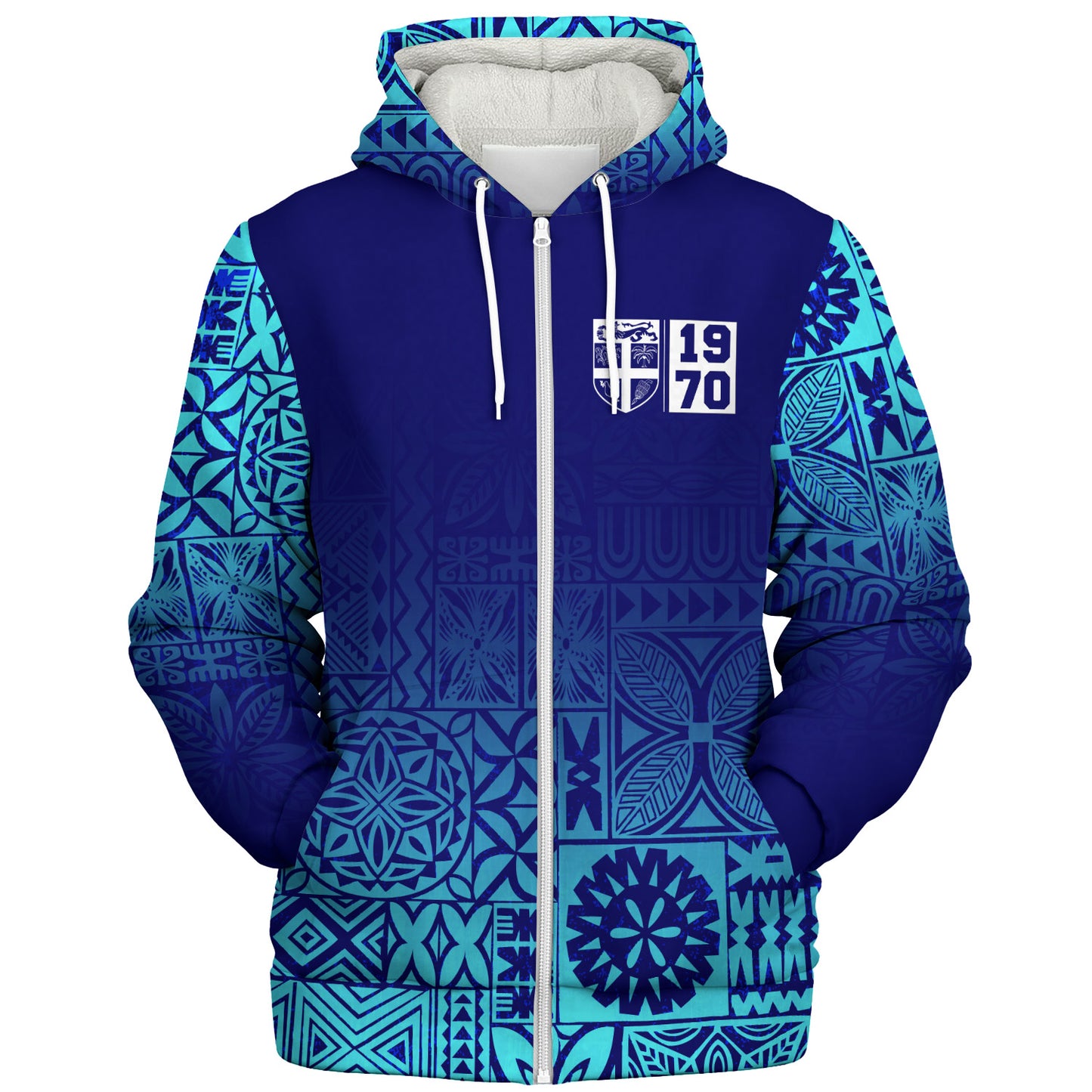Fiji Sherpa Hoodie Fiji Independence 1970 Tapa Style