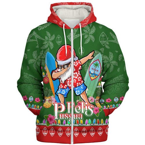 Guam Sherpa Hoodie Felis Pusgua Tropical Xmas Patterns