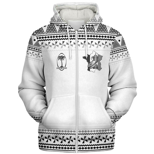 Fiji Sherpa Hoodie Rugby Ball Tapa Patterns