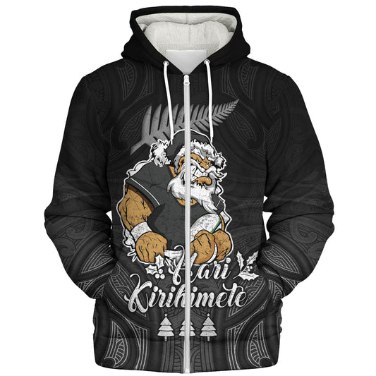 New Zealand Sherpa Hoodie Hari Kirihimete Rugby Santa Style