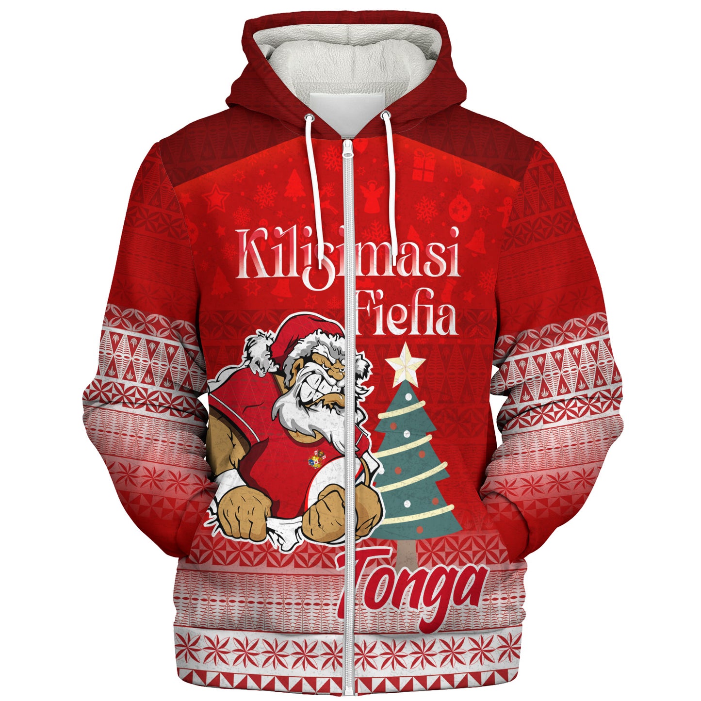 Tonga Sherpa Hoodie Kilisimasi Fiefia Rugby Santa Style