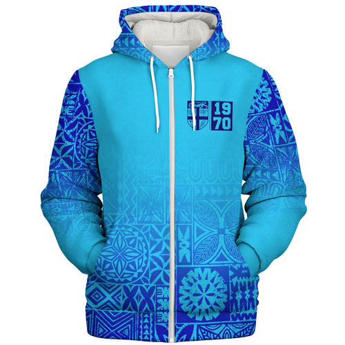 Fiji Sherpa Hoodie Fiji Independence 1970 Tapa Style ( Ver 2 )