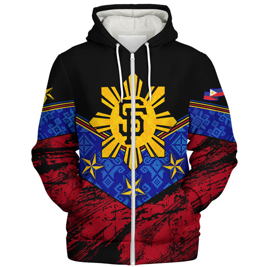 Philippines Filipinos Sherpa Hoodie San Francisco Filipino Grunge Brush Stroke Style