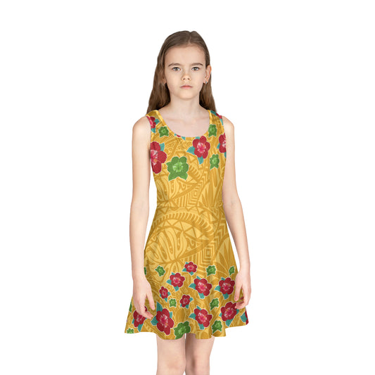 Hawaii Girls Sleeveless Sundress Hibiscus Flowers