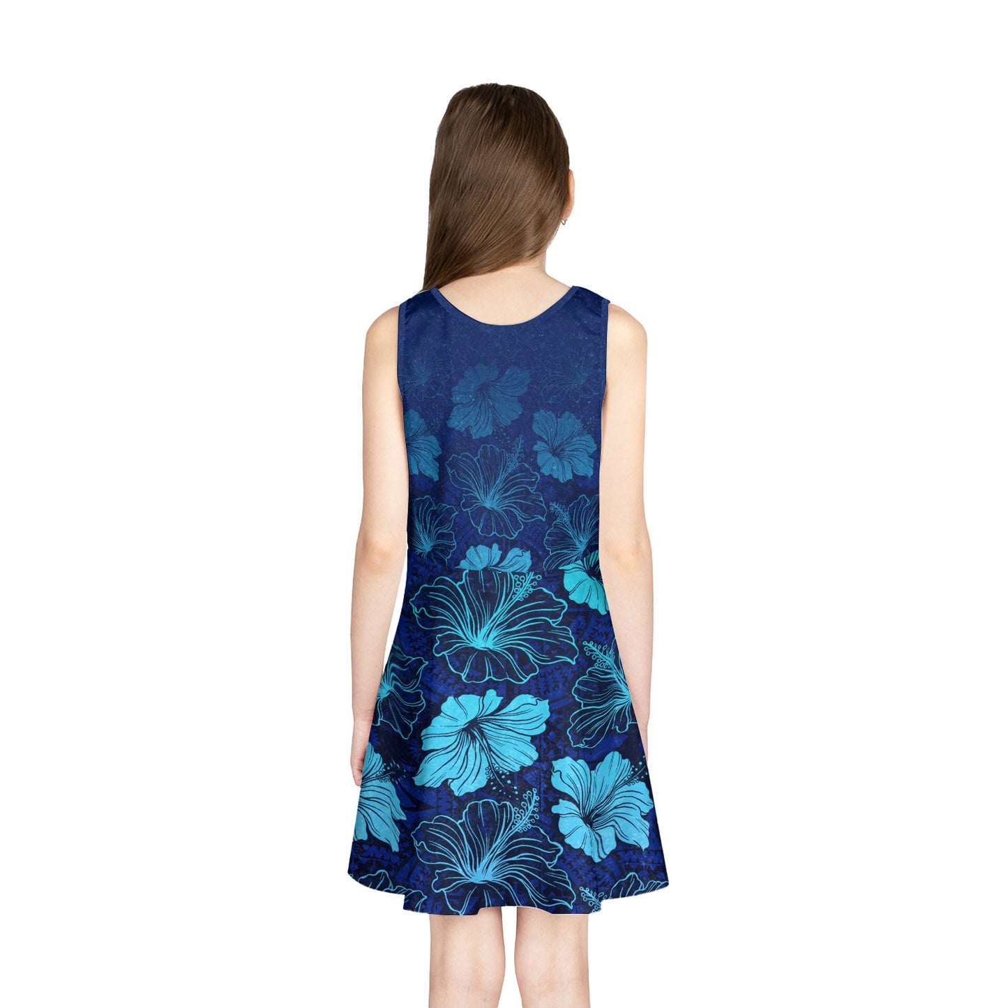 Fiji Girls Sleeveless Sundress Fijian Traditional Patterns Hibiscus Flowers