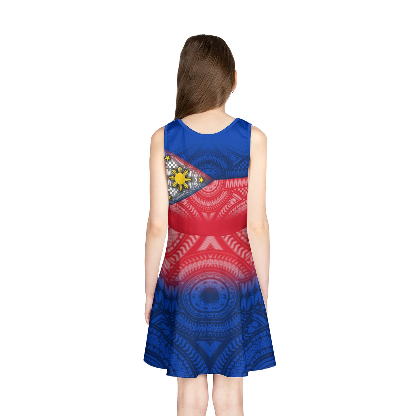 Philippines Filipinos Girls Sleeveless Sundress Philippines Flag Color Style