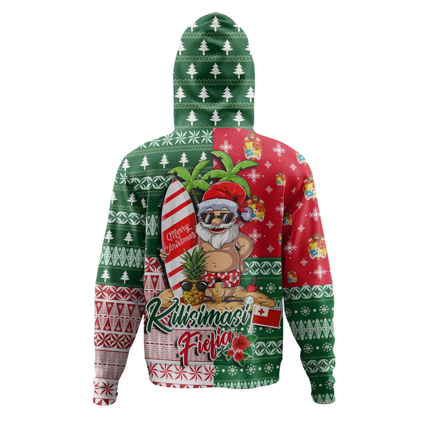 Tonga Hoodie Kilisimasi Fiefia Tropical Xmas Patterns