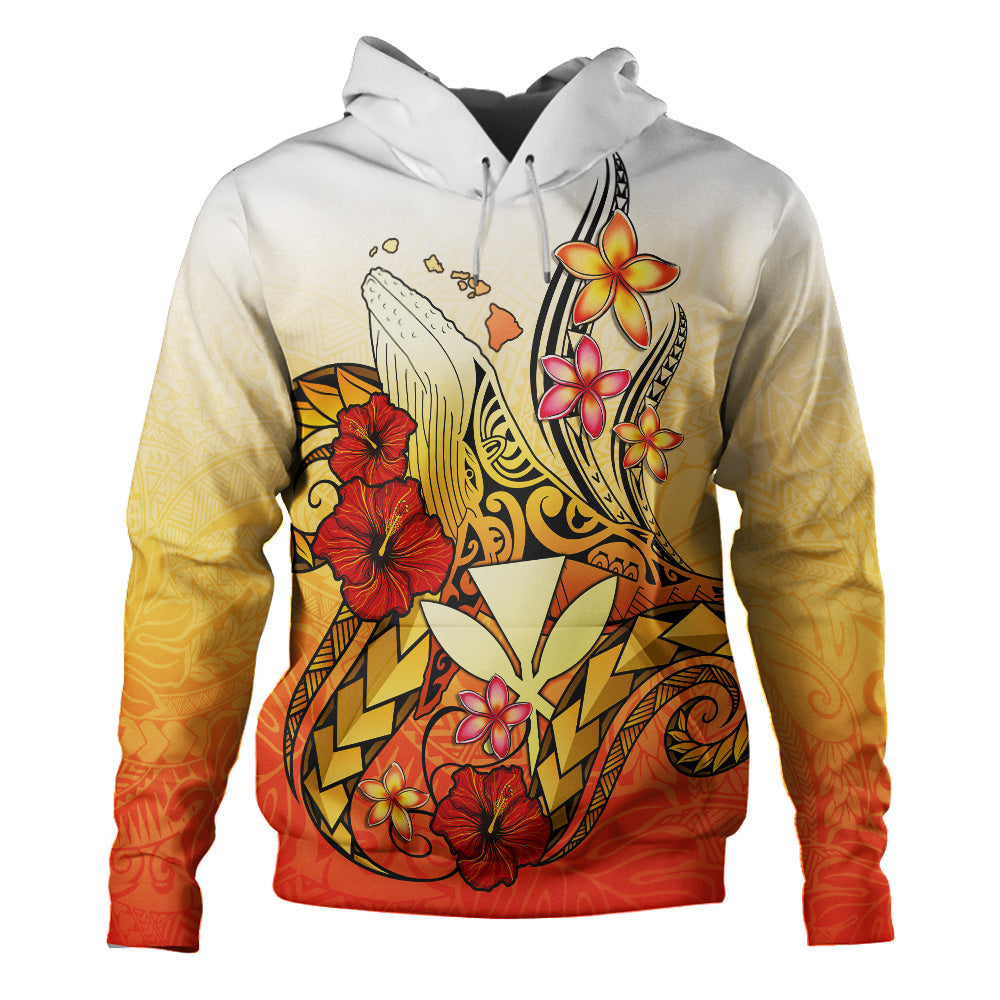 Hawaii Hoodie Humpback Whale with Hibiscus Plumeria