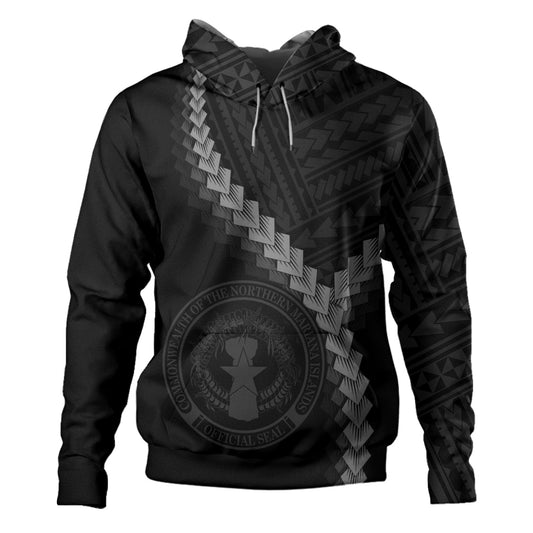 Northern Mariana Islands Hoodie Coat Of Arm Polynesian Tattoo Style