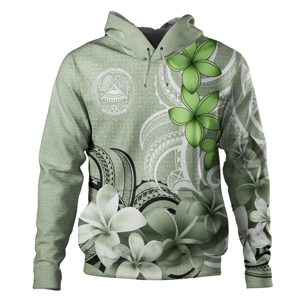 American Samoa Hoodie Custom Personalised Floral Spirit Sage Green