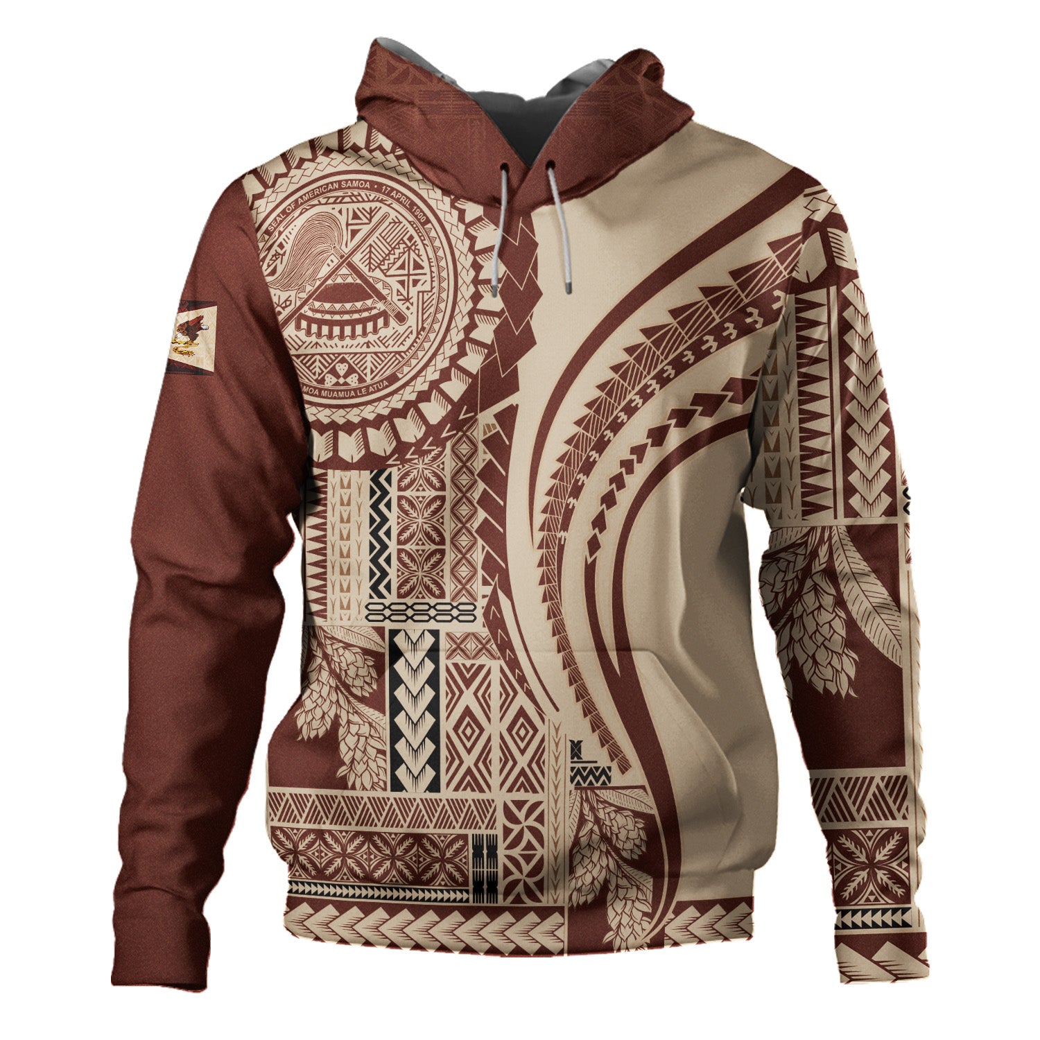 American Samoa Hoodie Samoan Siapo Brown Design